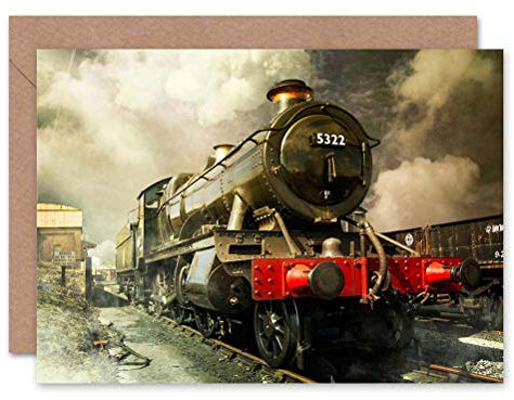Wee Blue Coo STEAM TRAIN COLOUR PHOTO BIRTHDAY GIFT BLANK GREETINGS CARD