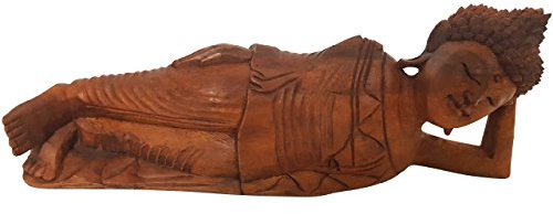 Ciffre 40cm Holz Buddha liegend schlafend Relax Budda Feng Shui Asien Fair Trade Bali 1