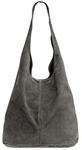 Caspar große Damen Wildleder Tasche Hobo Bag Shopper - CLASSIC LINE - Modell No.767 - Made in Italy