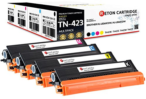 4 Original Reton Toner | 40% höhere Druckleistung | kompatibel zu TN-423 TN-421 für Brother DCP-L8410CDW, HL-L8260CDW, HL-L8360CDW, MFC-L8690CDW, MFC-L8900CDW | Geprüft nach ISO-Norm 19798|