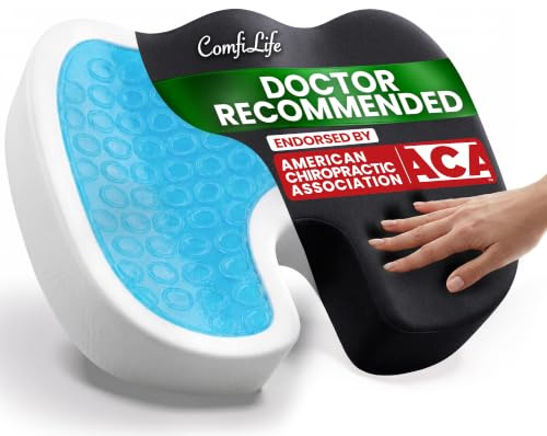 ComfiLife Premium Gel & Memory Foam Seat Cushion – Doctor Recommended Office Chair Cushion, Car Seat Cushion – Chair Cushions for Back & Sciatica Pain Relief – Seat Cushions for Office & Desk (Black)