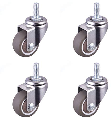 Caster Räder Mute Swivel Rotierende Gummirollen Mini Rollen Möbelrollen Enkrollen Mit Möbelrollen M6 Schwerlastrollen Rollen für Palettenmöbel Klein Rollen für Möbel M6x15mm mit Gewinde 25mm 4 Stück