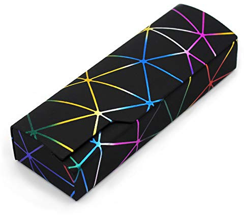 Abwuulq- lattice dazzling glasses case,Portable protective case for glasses,Fashion glasses rigid cover,unisex… (black)