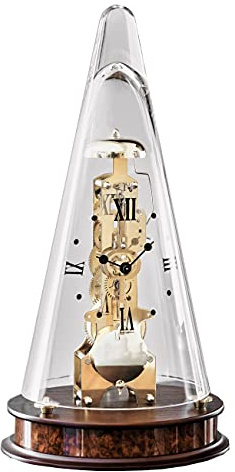 Hermle 22716-030791 Mechanische Tischuhr mit Verglasung, Nussbaum, Ø 18cm x 35cm
