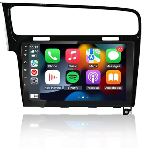 Carplay Android Autoradio für VW Golf 7 MK7 Golf VII 2012-2020 | Wireless Carplay & Android Auto, 10'' Touchscreen GPS Navigation Mirrorlink Bluetooth USB SWC WLAN FM RDS Radio DAB 2G + 32G