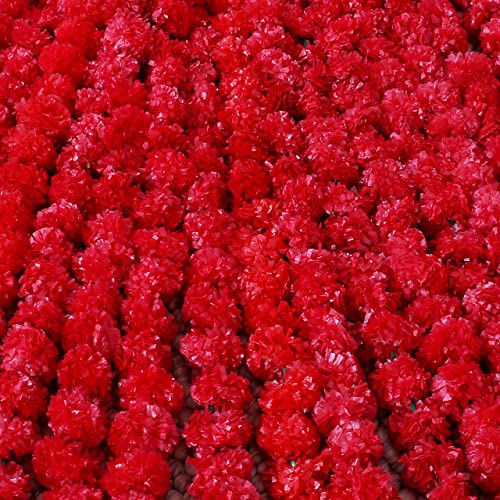 5 Stück – 4.5ft Ringelblumengirlande Halloween Diwali Pooja indische/amerikanische Hochzeit Kaminsims-Dekoration künstliche Blumenschnur Weihnachten Herbstfest Frühling Busch-Blumendekor - Rot