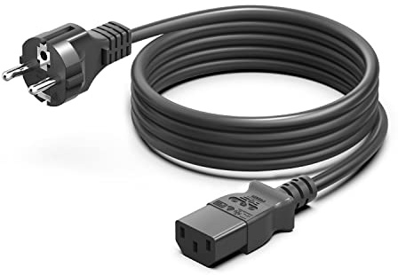 HKY Câble d'alimentation 2m Cordon Secteur Contact de Protection Type F (CEE 7/7) à Coupleur à Froide Prise C13 PC Moniteur D'ordinateur Imprimante pour Samsung Sony Panasonic LG Dell Xbox 360 Epson
