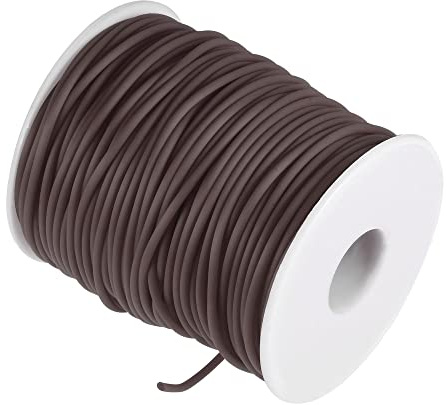 sourcing map Cordón de goma 55 yardas 2mm diámetro 1.5mm agujero marrón hueco tubería para hacer manualidades DIY