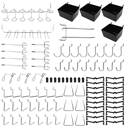NUZAMAS Fits Peg-Board Hooks Set with Bins 80pc Great for Organising & Tool Storage Accessories Garage & Kitchen Hooks, Small Business Grocery Store Display