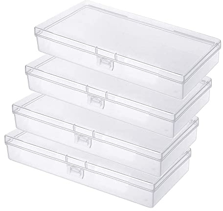 Gebildet 4pezzi Contenitori Rettangolari in Plastica Trasparente con Coperchio per Pillole, Erbe Aromatiche, Perline, Gioielli e Oggetti Artigianali