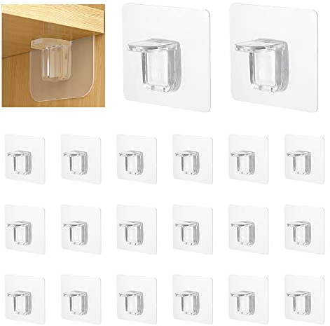 UYUYong 20 Stück Regalbodenträger Selbstklebend 7 * 7cm Transparent Einlegeboden Halter Klebend Ohne Bohren Klebehaken für Regale Schrank Kleiderschrank -Maximale Belastung 15 KG