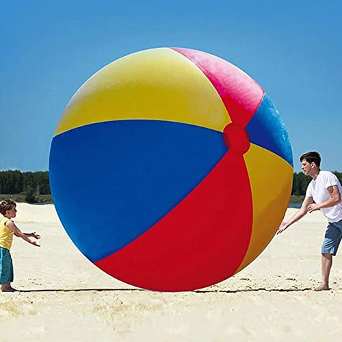 EUPXRHY Giant Rainbow Inflatable Beach Ball, 200cm (78.7in), Multicolor, PVC, 1 Set, 1 Piece, 1 Pack