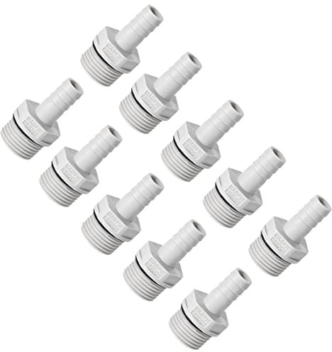 PATIKIL 10mm Spina x 1/2 G Maschio Tubo Raccordo, 10pz PVC Adattatore Innesto Flessibile Connettore per Acqua Tubo, Grigio