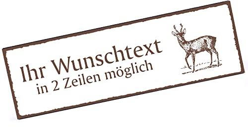 Türschild Rehbock Namensschild personalisiert mit Gravur- 150mm x 50mm - selbstklebend