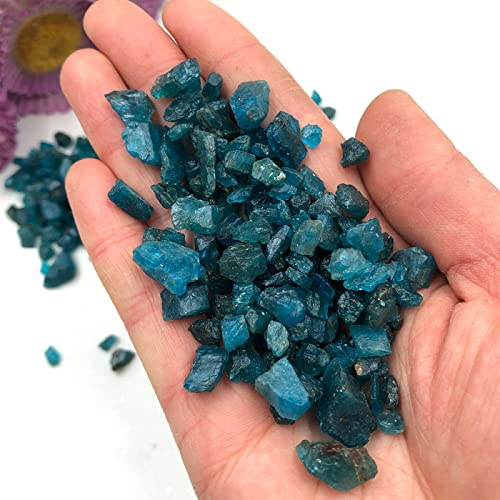 Lot de 50 g/100 g - Apatite bleue naturelle - Pierre de cristal - Gravier - Décoration de la maison - Aquarium Fengshui - Lot de 100 g