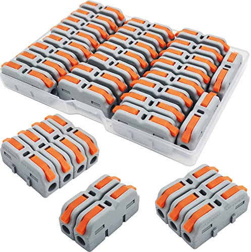 Connettori Elettrici, CESFONJER 25 Pezzi SPL-1M Morsetti Elettrici Rapidi, Connettore Rapido Elettrico, Connettori per Cavi Combinabili Liberamente (Mini stile)