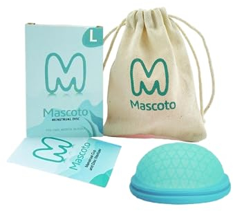 Mascoto® New Generation Menstrual disc, Flat-fit Cup, Medical-Grade Silicone, Reusable, Petal Thin and Ultra Comfortable, Tampon and Pad Alternative with Travel Pouch (Large)