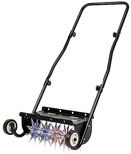 Suchtale 18-Inch Push Spike Aerator, Heavy Duty Rolling Lawn Aerator, Rotary Spike Lawn Aerator, Manual Aeration Equipment with Steel Handle, Suitable for Lawns, Garden, and Yard Grass Aeration