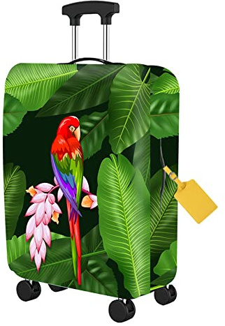 FANSU Housse Valise Elastique Feuilles de Palmier Tropical 3D Housse de Protection pour Bagage, Anti-Rayures Lavable Cabine Luggage Trolley Case Cover (Flamant Rose.2,M: 22-25 Pouces)
