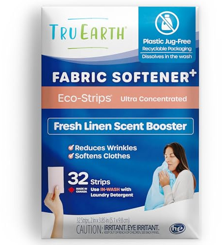 Tru Earth Fabric Softener Strips for Washing Machine, Alternative to Fabric Softener Liquid and Pods, Fresh Linen Scent Booster, Up to 64 Loads Per 32-Count