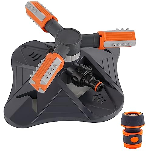 Spruzzatore automatico da giardino, spruzzatore d'acqua a 3 bracci con connettore rapido girevole a 360 gradi per irrigazione erba, giardino, irrigazione prato, irrigazione