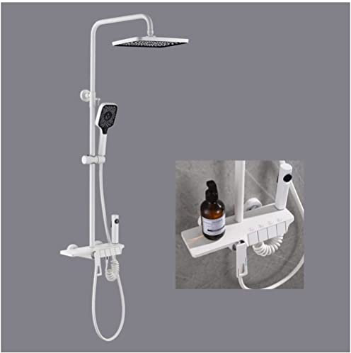 Duschsystem, wandmontiertes Duscharmatur-Set, weißes Regendusch-Kombi-Set, Piano-Tasten, Wannen- und Duschgarnitur-Set mit Wannenauslauf, Handbrause, 10-Zoll-Regenduschkopf, Bidet-Sprühkopf Decoration