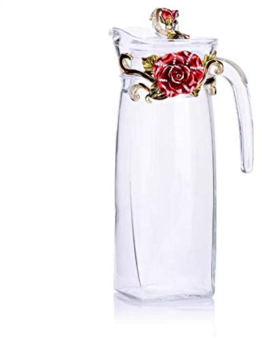 Glas-Teekanne für heiße und kalte Getränke, 1300 ml, Heimgetränk, Büro, Wasserkocher, Teeservice, Kaffeekanne, rote Rose H