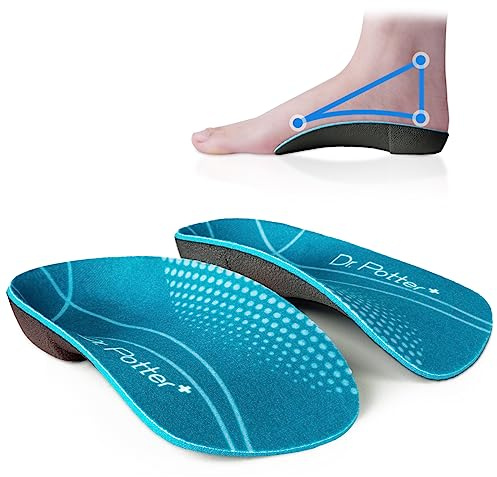 DR. POTTER+ 3/4 Orthotic Insoles, Shoe Inserts for Plantar Fasciitis Relief, High Arch Support Inserts for Flat Feet, Over-Pronation and Heel Pain (Medium(Men's 6.5-8.5 / Women's 7.5-9.5))