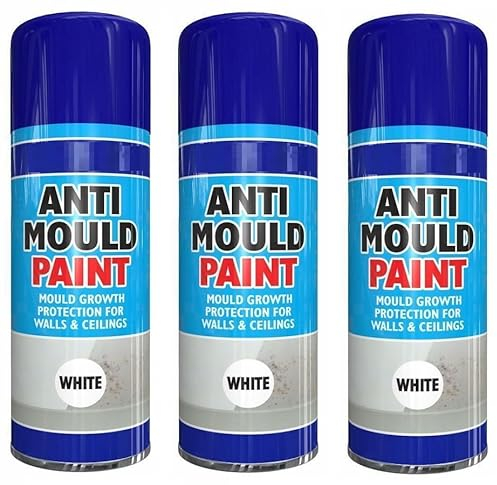 Elito Home & Garden 3 X 400ml Anti Mould Spray Paint For Walls Ceilings Damp Protection White Matt Quick-drying