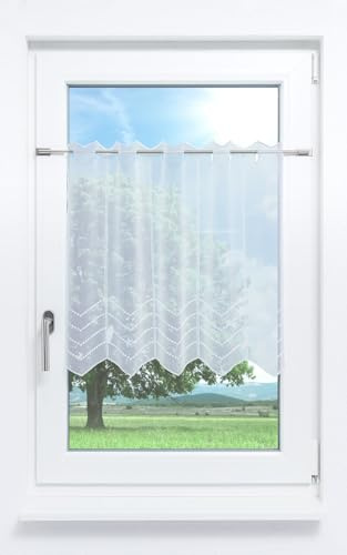 Plauener Spitze Scheibengardine Melissa #1W (Bx H) 97,2cm * 60cm reinweiß/Weiß