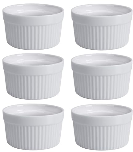 6 Stück Soufflé Förmchen, Creme Brulee Schälchen Aus Keramik, Ofenfeste Förmchen Dessertschale Und Pastetenförmchen, Mini Kleine Auflaufform Für Fondants Muffins Souffles (15ML)