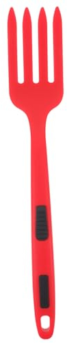 Ciieeo Tenedor de Cocina Reutilizable de Silicona Grande Rojo, Tenedor Antiadherente Ergonómico para Servir Pasta, Práctico para Hogar y Restaurante, Utensilio Resistente para Cocinar Pasta