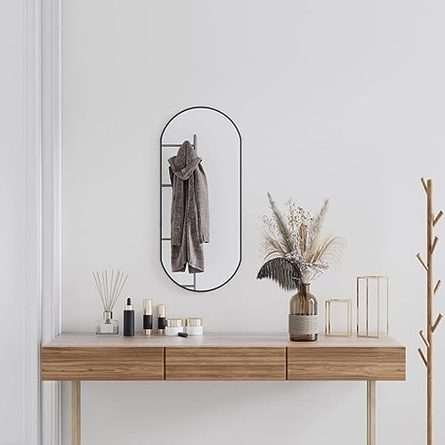 CIADAZ Wandspiegel Schwarz 80x35 cm Oval, Wall Mirror, Spiegel Schlafzimmer, Garderobenspiegel, Spiegel Schmal, Badspiegel, Kosmetikspiegel, Dekorative Spiegel - 348206
