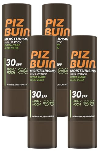 Piz Buin Moisturising Sun Lipstick SPF 30, 4.9g (Pack of 4)