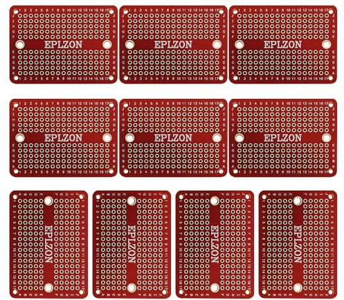 EPLZON Prototype Board Lötbares Breadboard Doppelseitig Leiterplatte PCB Circuit Board zum Schweißen von,DIY elektronische Artikel,Rot(Packung mit 10 Stück)