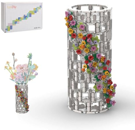CreativeBlocker Ensemble de briques pour vase, modèle de montage DIY transparent, kit d'affichage pour bouquet de fleurs 10280, une grande décoration (473 pièces)