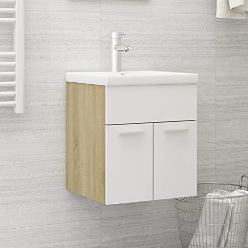 DYRJDJWIDHW Mobile Sottolavabo Bianco Rovere Sonoma 41x38,5x46cm TruciolatoAdatto per bagni, cucine