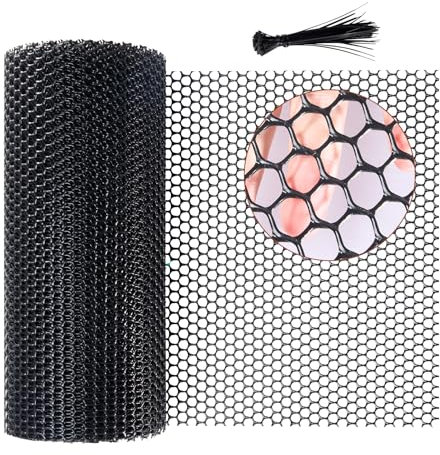 Unnosin Chicken Wire 40cm x 3m, Plastic Chicken Wire Mesh Roll Fencing Wire Mesh Netting for Poultry, Pet, Garden, Balcony, Yard, with Self-Locking Ties