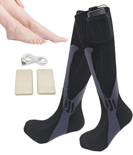 Calcetines eléctricos, calcetines calefactores recargables,Calcetines eléctricos alimentados por batería 2500 mAh recargables - Calcetines calefactores, calcetines calientes ajustables por tiempo