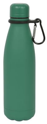 Harbour Housewares Stainless Steel Water Bottle with Carabiner Clip - 500ml - Matt Green - 1x Metal Cold Drink Drinking Vacuum Drinks Flask with Leak Proof Lid for Adults & Kids Gym, Sports, Travel