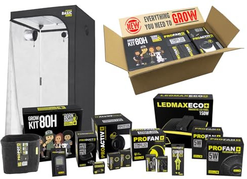 GARDEN HIGHPRO GROWKIT 80H | Grow Kit | Kit Cultivo | Armario Cultivo Indoor | Extractor 125mm | Filtro carbón | Ventilador 5W | Combiduct | Tijeras