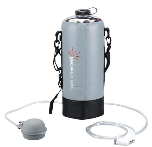 LearnLyrics Außenduschtasche, Campingdusche | Tragbare Dusche mit Pumpe, Campingdusche tragbar mit Fußpumpe, Außendusche für Camping, Wandern, Klettern