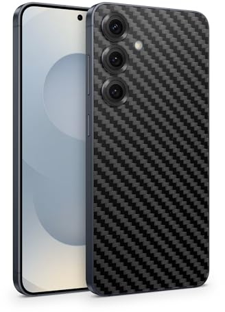 TF Skins Skins compatible avec Samsung Galaxy S25 et S25 Ultra, film de protection d'écran à 360° Full Cover ou Back Only (dos uniquement, noir carbone, S25)