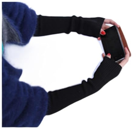 SHUAICJ Manicotto Braccio Autunno Inverno 50 cm Braccioli da Donna Scaldatori a Braccio in Lana Lavorato a Maglia Manica Arm Solo Superfine Lungo Guanti Senza a Maglia Manicotto Braccio Donna(Noir)