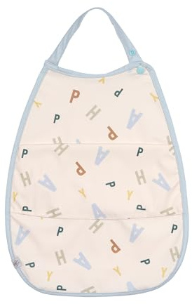 LÄSSIG Babero para niños pequeños (2 piezas) con retenedor y botón de presión/Medium Drop Bib Happy Fruits light blue