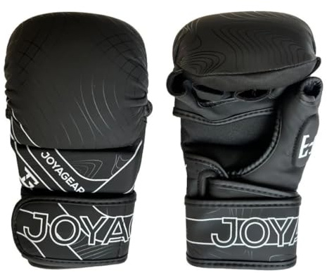 JOYAGEAR - MMA Handschuhe Essential - Schwarz & Weiß in XL - Hergestellt aus hochwertigem Kunstleder - Kampfsport Handschuhe für Grappling, Sparring, Training & Wettkämpfe - Mixed Martial Arts