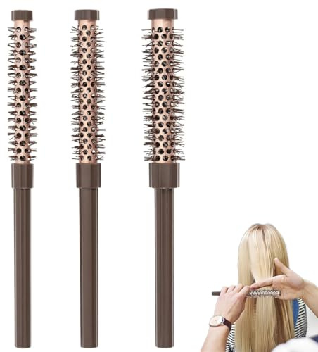 3 Stück Rundbürste Klein, Rundbürste zum Föhnen, Mini Rundbürsten, Kleines Rundbürsten für Weiche, Voluminöse Föhnbürste Haarbürste für Schnelles Styling, für Damen und Herren