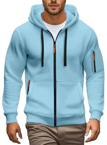 Felpa Leggera Uomo con Zip Felpa con Cappuccio Casual Tinta Unita Taglie Forti Zip-up Hoodie Sportiva Jogging Felpe con Cerniera Mezze Stagioni Giacca Elegante Autunnale Invernale Cardigan Giubbotto