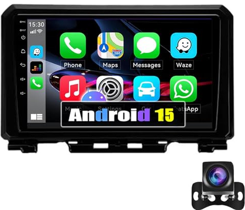 Keoaiob Car Radio For Su-zuki Jimny JB64 2018-2020 Android 15 Car Stereo 9 Inch IPS Touch Screen With Wireless Carplay Android Auto GPS Bluetooth WIFI SWC FM + AHD Backup Camera(Size:M200S)