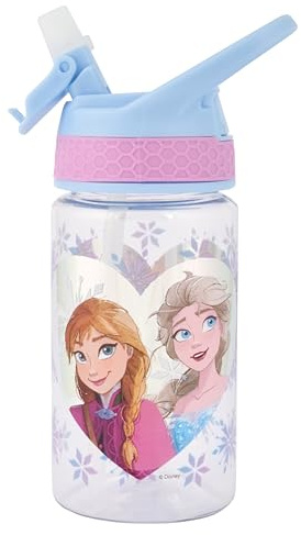 Frozen 2 Snow - Borraccia con beccuccio morbido chiudibile a chiave, senza BPA, design a prova di perdite, con stampa Elsa, Anna e Olaf, ideale per bambini